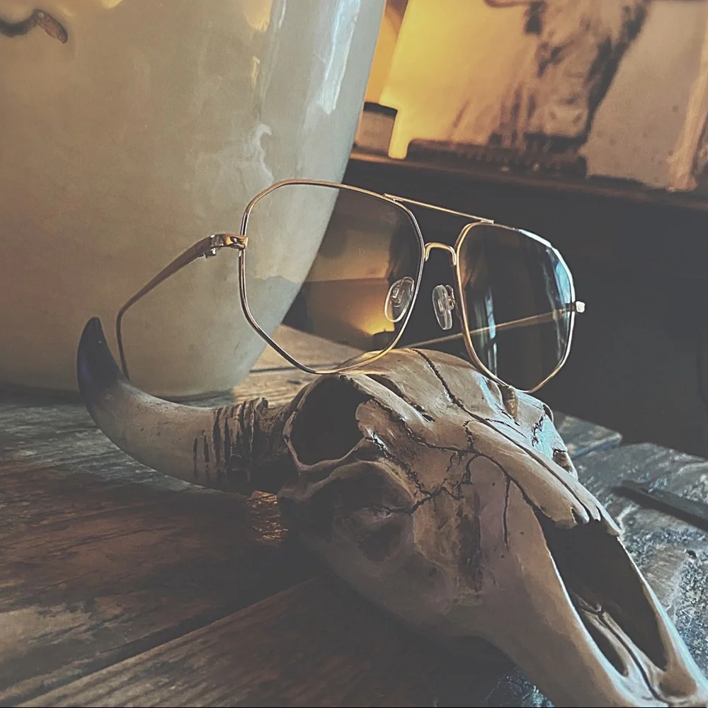Gold Geometric Wire Glasses - Clear Lens Fashion Accessory NWOT